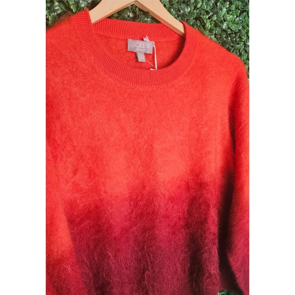 J.Crew Dip-Dyed Brushed Cashmere Crewneck Sweater - Picture 9 of 12